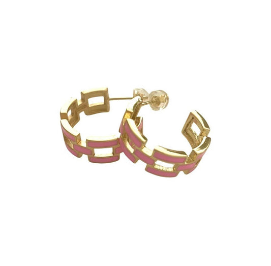 Pink poppy hoops